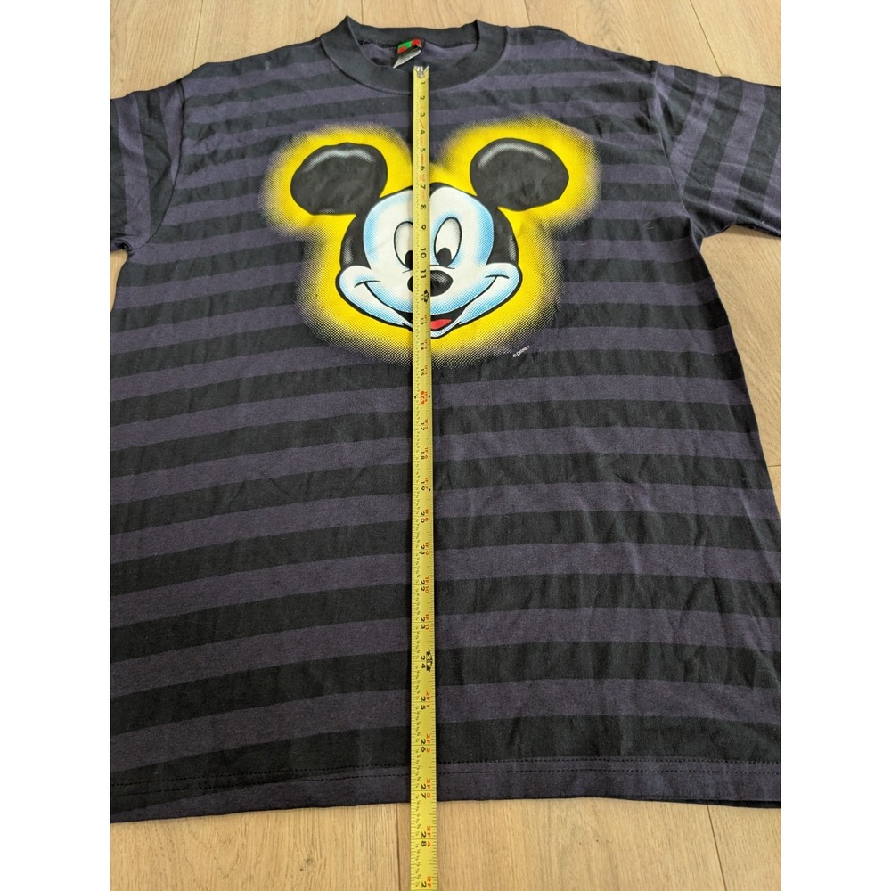 VTG Mickey Unlimited Mouse Disney Men Large Striped T Shirt Purple Black USA - Picture 3 of 8